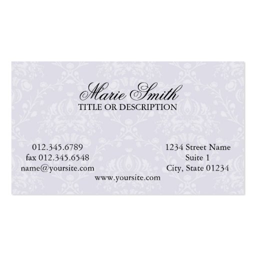 Marie Business Card (back side)