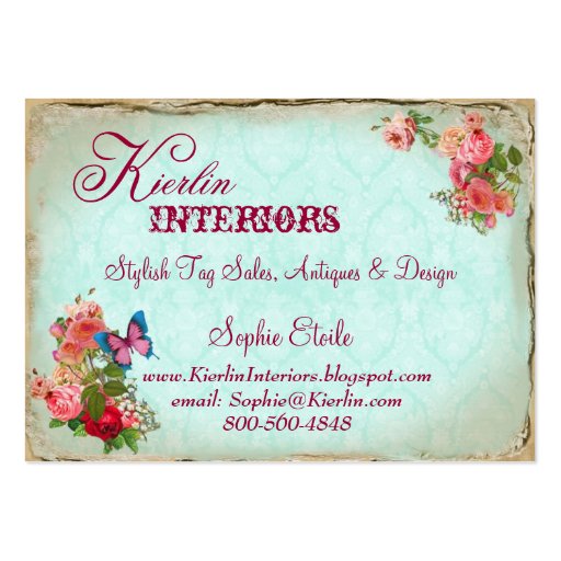 Marie Vintage Butterfly Business Card (back side)
