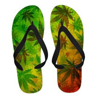 Marijuana Cannabis Leaves Pattern Flip_Flops Sandals