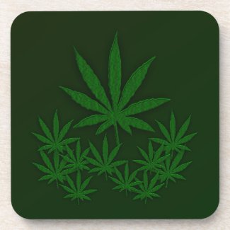 Marijuana Leaves Beverage Coaster