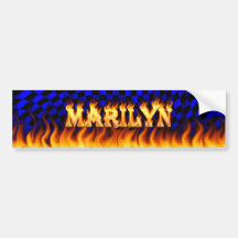 Marilyn real fire and flames bumper sticker design