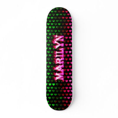 Marilyn skateboard pink fire and flames design