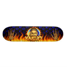 Marilyn skull real fire and flames skateboard desi