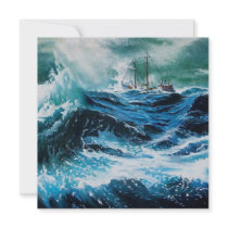 MARINA FOR YACHTING MONOGRAM parchment blue white Invitations