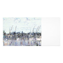 Marina Solarized Invert Boat Photograph Custom Photo Card