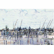Marina Solarized Invert Boat Photograph Photo Cutout