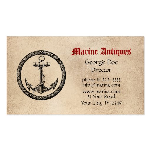 Marine Antiques Business Card Templates (front side)