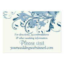 Marine Blue Ivory Floral Wedding Website Insert business cards