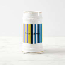 Marine blue yellow white stripes mugs