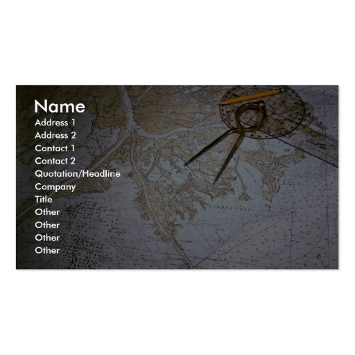 Marine chart and compass, divider business card templates
