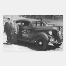 Marine City's First Police Car Rectangular Stickers