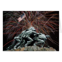 Marine Corp War Memorial with Fireworks Greeting Card