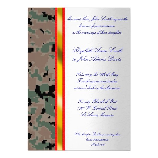 Marine Digital Camouflage Wedding Invitation