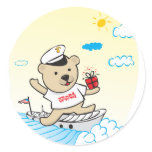 Marine Teddy Round Sticker
