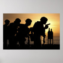Marines fire 9mm handguns poster