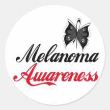 Mariposa de la conciencia del melanoma etiquetas redondas