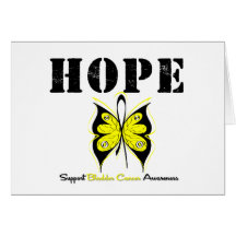 Mariposa de la esperanza del cáncer de vejiga felicitación