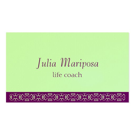 Mariposa Greens Violets Card Business Card Template (front side)