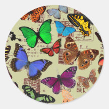 Mariposas coloridas etiqueta redonda