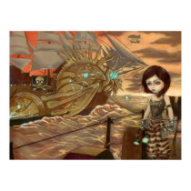 Maritime Sunset - Steampunk Pirates Art Print