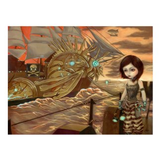 Maritime Sunset - Steampunk Pirates Art Print print