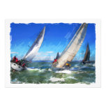 Marker Sketch of Turning Yachts in Rough Seas Invites