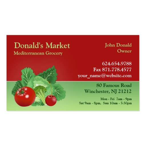 Market / Grocery Business Card (front side)