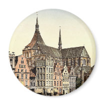 Market place and Marien Church, Rostock, Mecklenbu Refrigerator Magnets