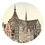 Market place and Marien Church, Rostock, Mecklenbu Round Stickers
