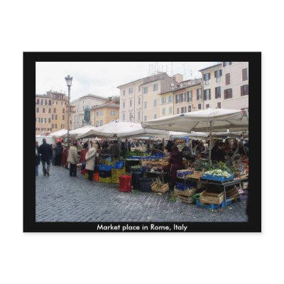 Market Place in Rome, Italy Postcards by JBPEANUT