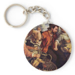 Market Scene By Beuckelaer Joachim (Best Quality) Key Chain