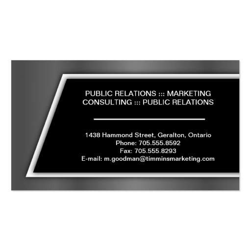 Marketing Business Card - Stylish Silver & Black (back side)