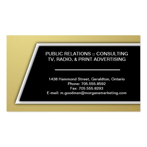 Marketing Consultant Business Card - Gold & Black (back side)