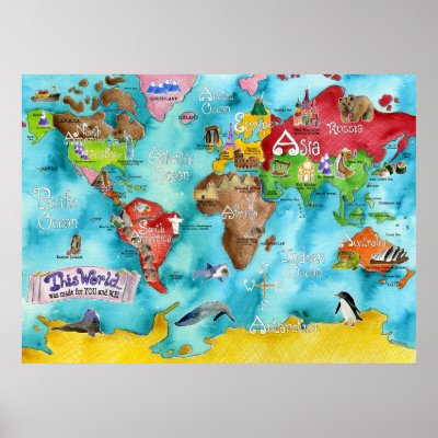   World  Children on Marley Ungaro S  This World     Children S Map Posters From Zazzle Com