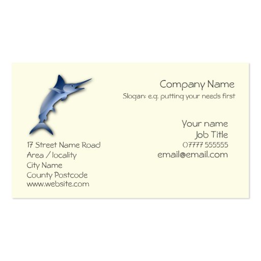 Marlin Generic business card template (front side)