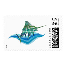 Marlin Jumping From Ocean Postage