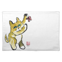 Marmalade Cat Chases Buttery Placemats