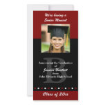 Maroon and Black Graduation Announcement photo cards