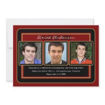 Maroon and Black Graduation Party Invitation
