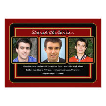 Maroon and Black Graduation Party Invitation