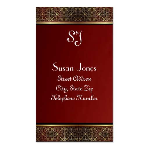 Maroon and Gold Accented Business Cards (front side)