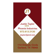 Maroon and Gold Diamond Monogram Business Cards