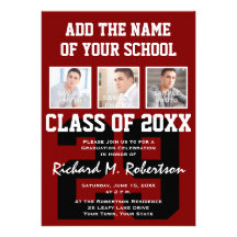 Maroon and White Varsity Team Number Athlete Grad Card