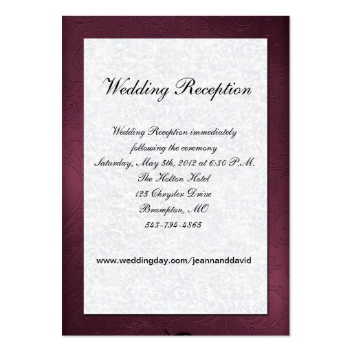 Maroon and White Wedding Enclosure Card Business Card Templates (front side)