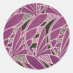 Maroon Art Deco Round Sticker