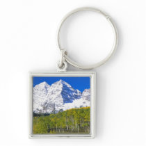 Maroon Bells with autumn aspen forest. Keychains
