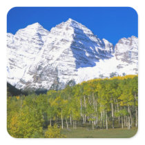 Maroon Bells with autumn aspen forest. Stickers