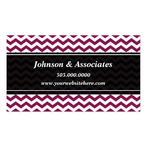 Maroon Black Chevron Professional Business Card (back side)