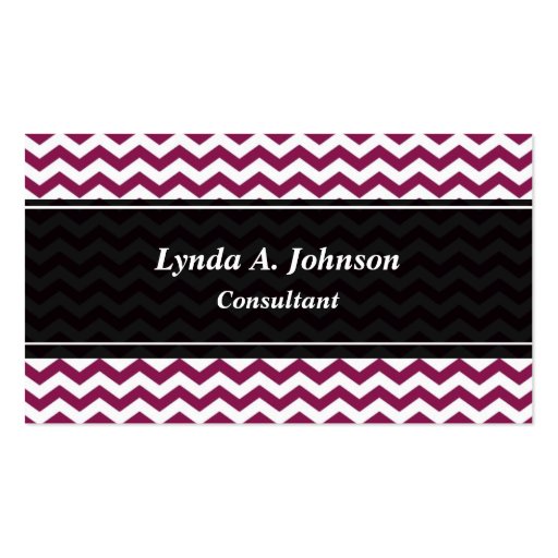 Maroon Black Chevron Professional Business Card (front side)