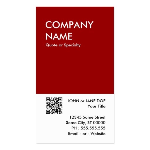 maroon bold design your own QR code Business Cards (front side)
